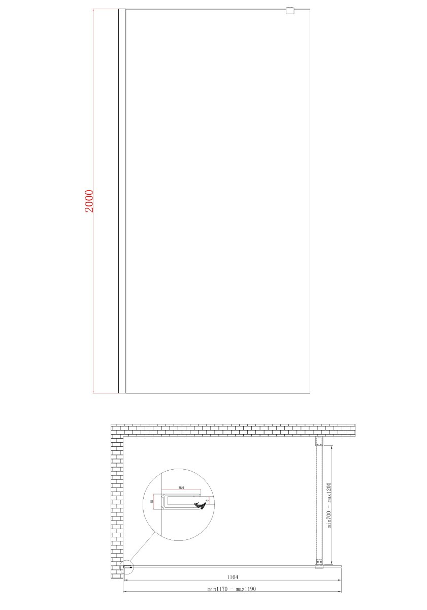 Душова перегородка Koer SR SP01 Walk-In (KR5394) прозора 120x200 см профіль хром