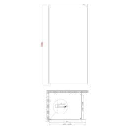 Душова перегородка Koer SR SP01 Walk-In (KR5392) прозора 90x200 см профіль хром