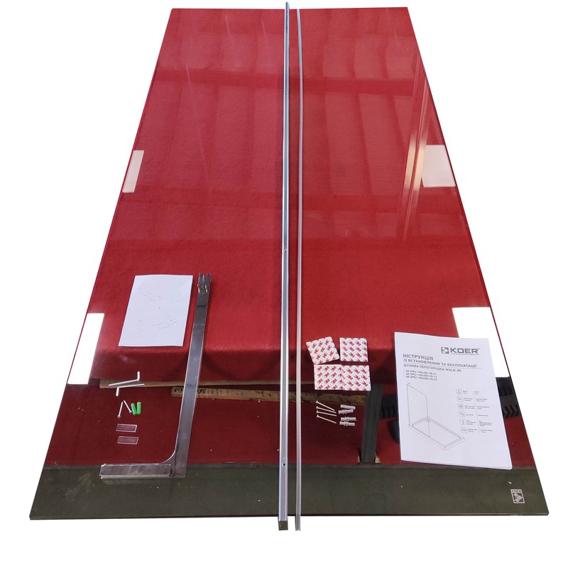 Душова перегородка Koer SR SP02 Walk-In (KR5395) прозора 100х200 см профіль хром