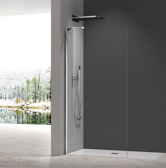 Душова перегородка Koer SR SP02 Walk-In (KR5395) прозора 100х200 см профіль хром