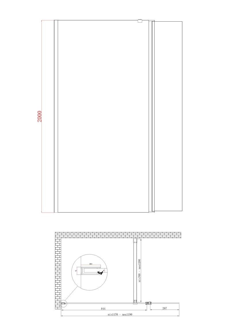 Душова перегородка Koer SR SP03 Walk-In (KR5399) прозора 30х200 см профіль хром