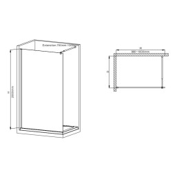 Душова перегородка Mixxus Premium FLAT SP02 (MI6856) прозора 100x200 см профіль чорний