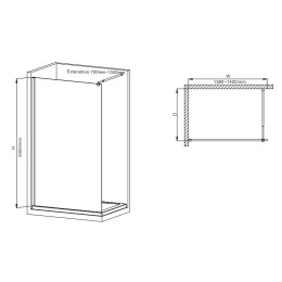 Душова перегородка Mixxus Premium FLAT SP02 (MI6858) прозора 140x200 см профіль чорний