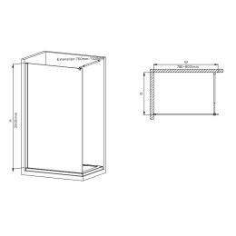 Душова перегородка Mixxus Premium FLAT SP02 (MI6854) прозора 80x200 см профіль чорний