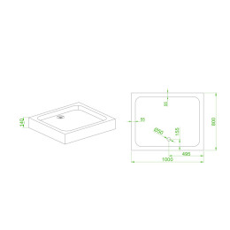 Душевой поддон MIXXUS HARD ST01-100x80x13 (MI8430) мелкий 100x80 см прямоугольный