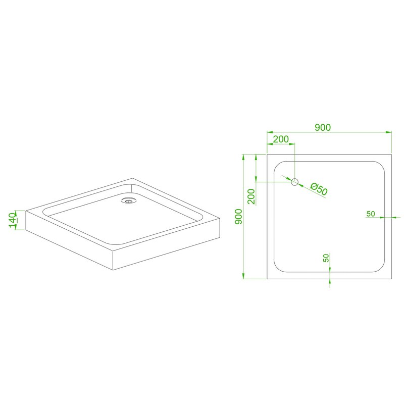 Душевой поддон MIXXUS CUBIC ST01-90x90x13 (MI8371) мелкий 90х90 см квадратный