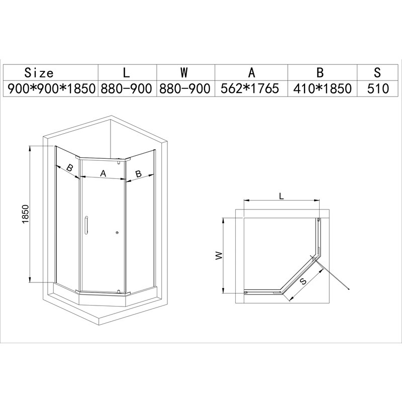 Душевой поддон MIXXUS LINES ST01-90x90x13 (MI8284) мелкий 90х90 см пятиугольний