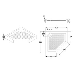 Душевой поддон MIXXUS LINES ST01-90x90x13 (MI8284) мелкий 90х90 см пятиугольний