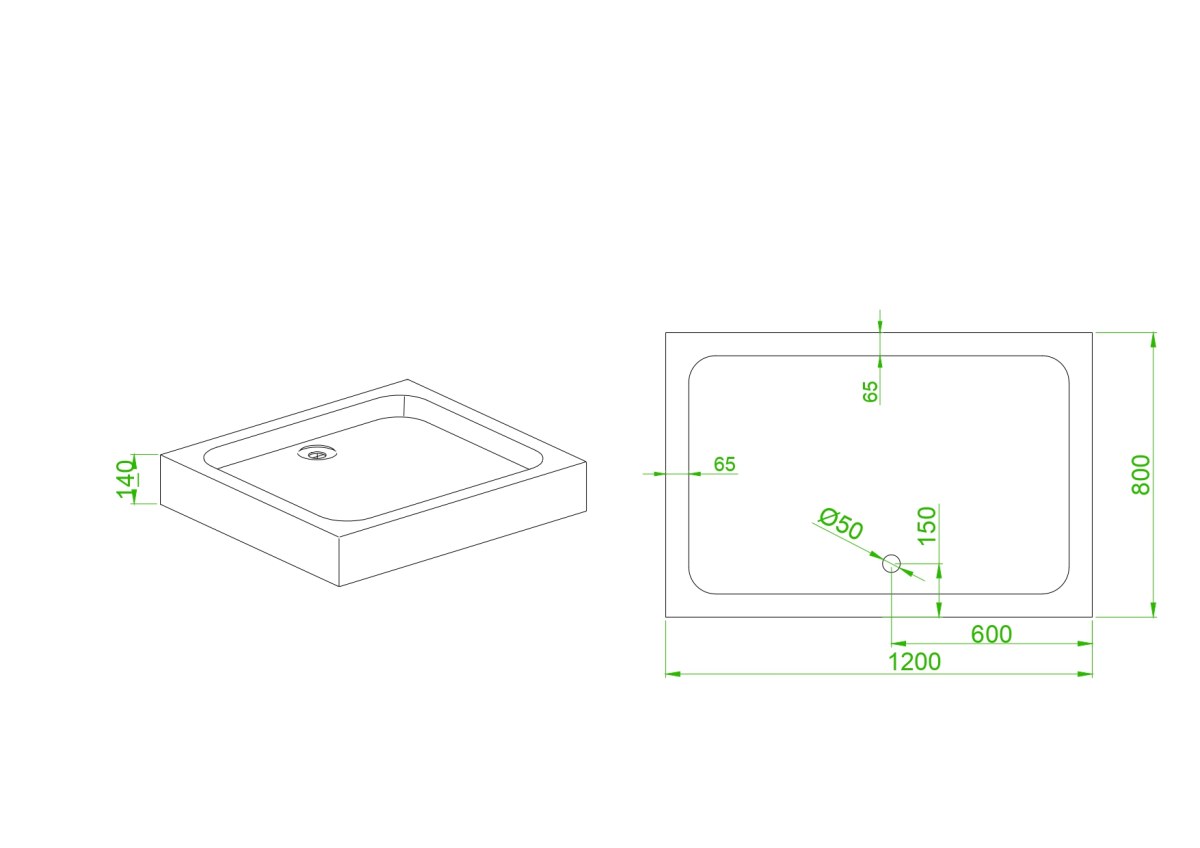 Душевой поддон MIXXUS HARD ST01-120x80x13 (MI8431) мелкий 120x80 см прямоугольный