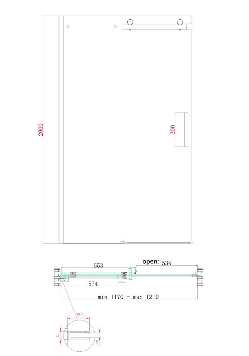 Душові двері в нішу Koer SR SD01 (KR5379) розсувні 120х200 см прозора