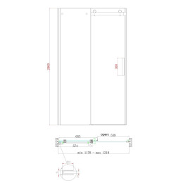 Душові двері в нішу Koer SR SD01 (KR5379) розсувні 120х200 см прозора