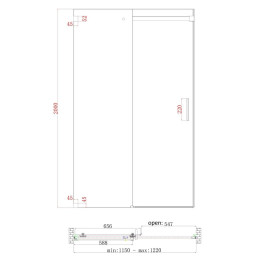 Душові двері в нішу Koer SR SD02 (KR5384) розсувні 120х200 см прозора