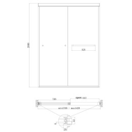 Душові двері в нішу Koer SR SD03 (KR5385) розсувні 140x200 см прозора