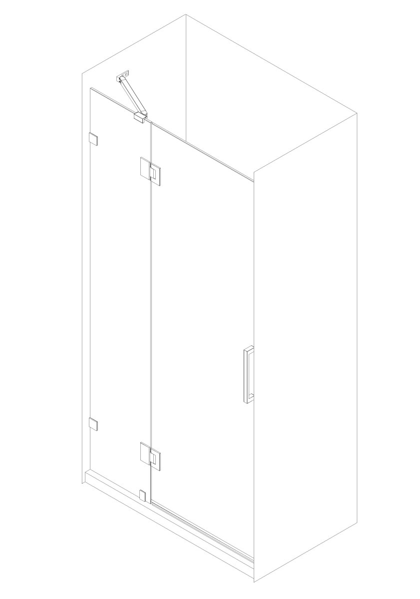 Душові двері в нішу Koer SR SD04 (KR5386) розпашна 100x200 см прозора