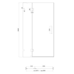 Душові двері в нішу Koer SR SD04 (KR5386) розпашна 100x200 см прозора
