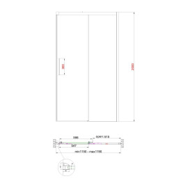 Душові двері в нішу Koer SR SD05 (KR5405) розсувні 120x200 см прозора