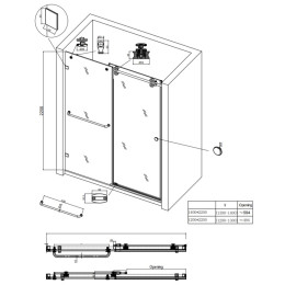 Душові двері в нішу Koer SR SD06 (KR5367) розсувні 120x220 см прозора