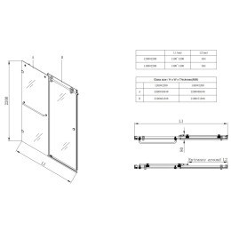 Душові двері в нішу Koer SR SD06 (KR5367) розсувні 120x220 см прозора