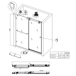 Душові двері в нішу Koer SR SD06 (KR5368) розсувні 140x220 см прозора