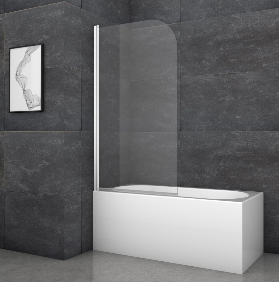 Шторка для ванны Koer SR BS01 (KR5400) стеклянная 80x140 см прозрачная, профиль хром