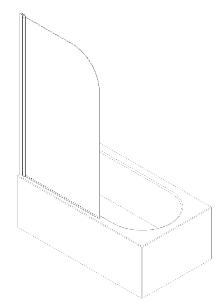 Шторка для ванны Koer SR BS01 (KR5400) стеклянная 80x140 см прозрачная, профиль хром