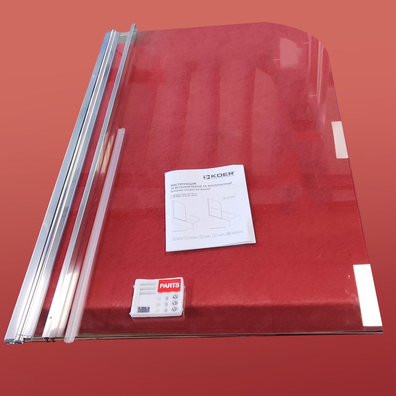 Шторка для ванны Koer SR BS01 (KR5400) стеклянная 80x140 см прозрачная, профиль хром