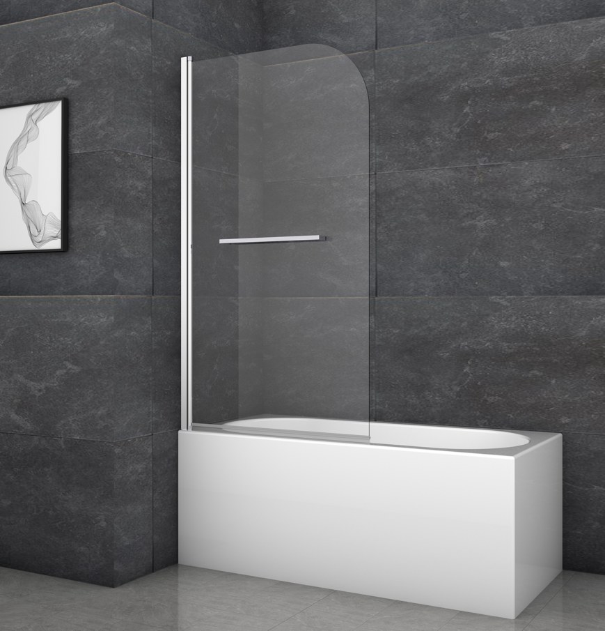 Шторка для ванны Koer SR BS02 (KR5401) стеклянная 80x140 см прозрачная, профиль хром