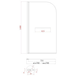 Шторка для ванны Koer SR BS02 (KR5401) стеклянная 80x140 см прозрачная, профиль хром