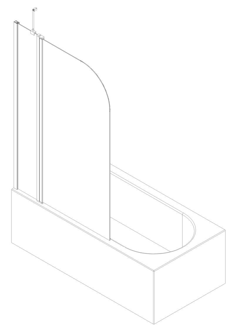 Шторка для ванны Koer SR BS03 (KR5402) стеклянная 95x140 см прозрачная, профиль хром