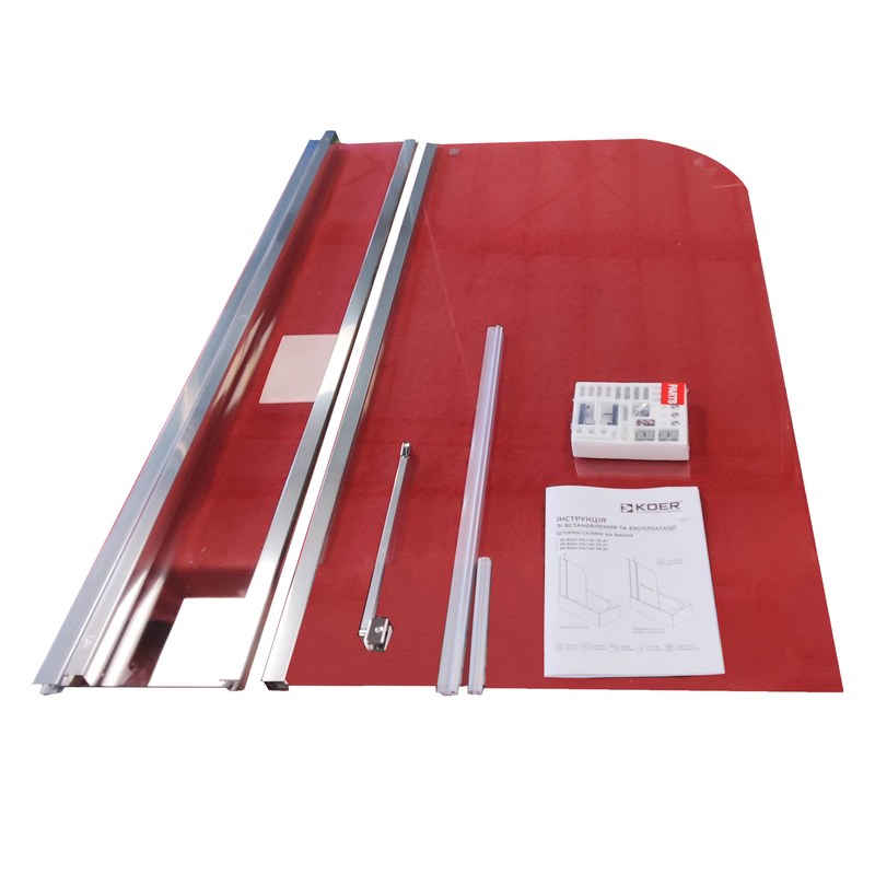 Шторка для ванны Koer SR BS03 (KR5402) стеклянная 95x140 см прозрачная, профиль хром
