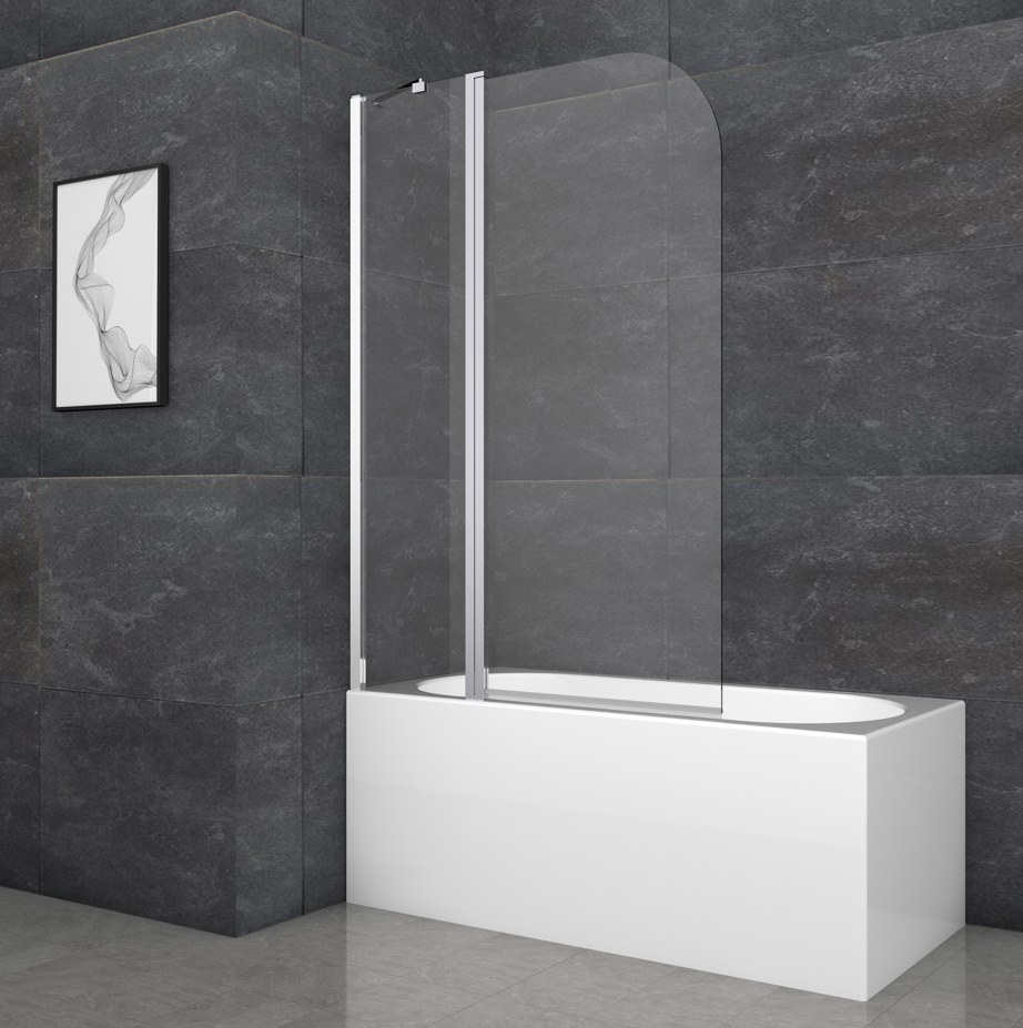 Шторка для ванны Koer SR BS03 (KR5402) стеклянная 95x140 см прозрачная, профиль хром