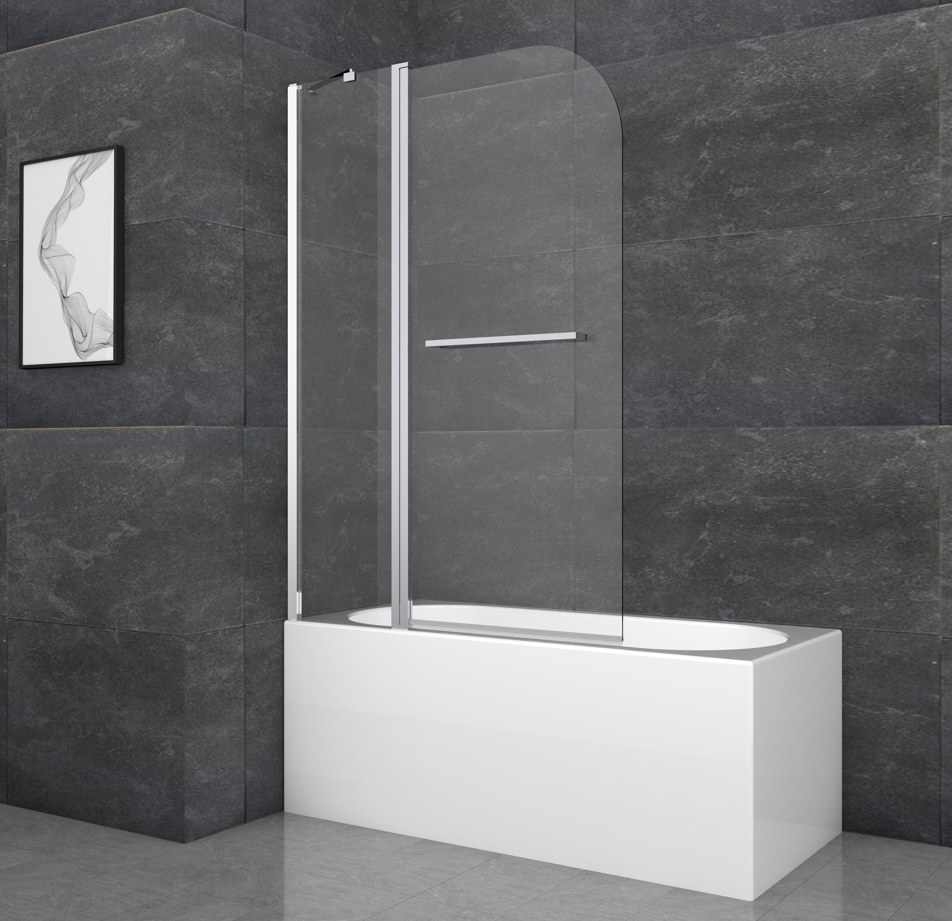Шторка для ванны Koer SR BS04 (KR5403) стеклянная 95x140 см прозрачная, профиль хром