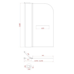 Шторка для ванны Koer SR BS04 (KR5404) стеклянная 95x140 см прозрачная, профиль графит