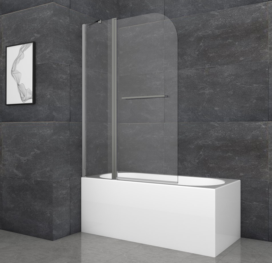 Шторка для ванны Koer SR BS04 (KR5404) стеклянная 95x140 см прозрачная, профиль графит