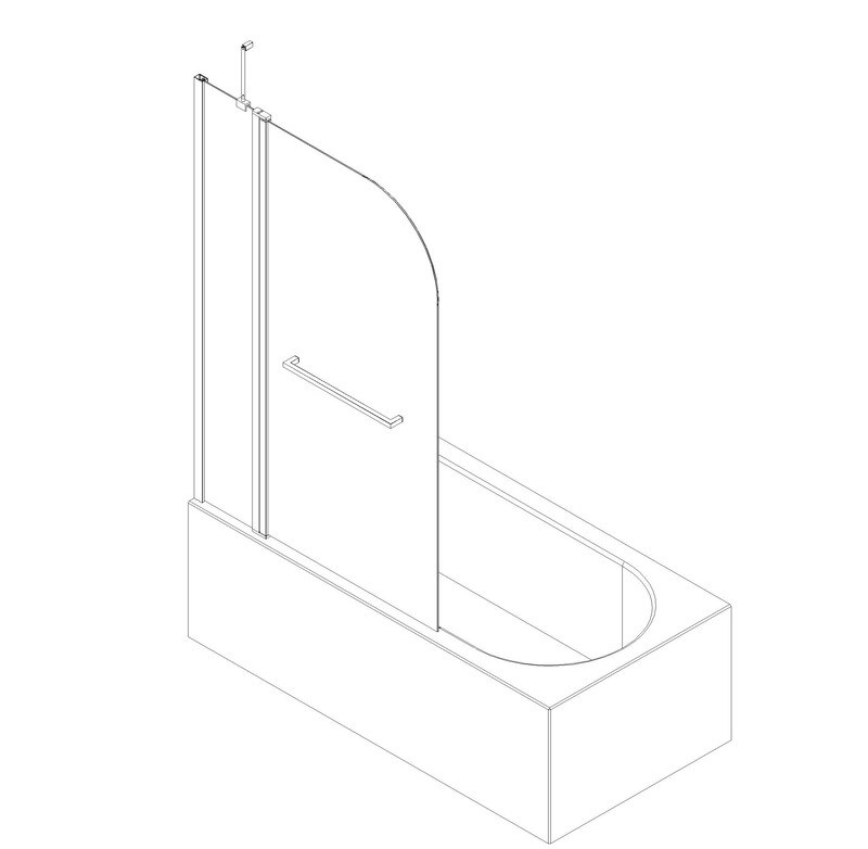 Шторка для ванны Koer SR BS04 (KR5404) стеклянная 95x140 см прозрачная, профиль графит