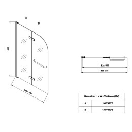 Шторка для ванны Koer SR BS05 (KR5372) стеклянная 90x140 см прозрачная, профиль хром