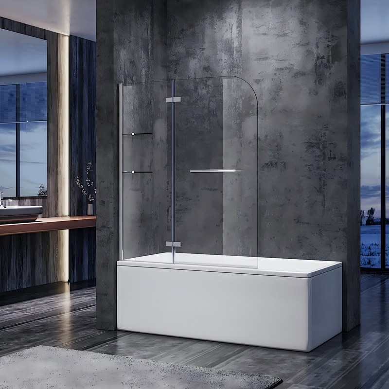 Шторка для ванны Koer SR BS05 (KR5372) стеклянная 90x140 см прозрачная, профиль хром