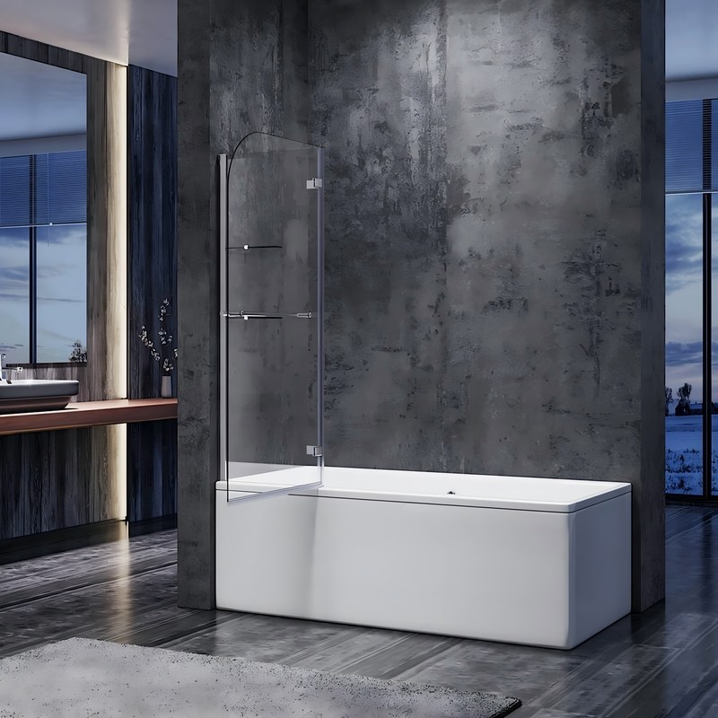Шторка для ванны Koer SR BS05 (KR5372) стеклянная 90x140 см прозрачная, профиль хром