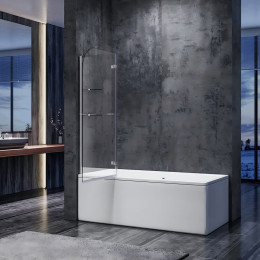 Шторка для ванны Koer SR BS05 (KR5372) стеклянная 90x140 см прозрачная, профиль хром
