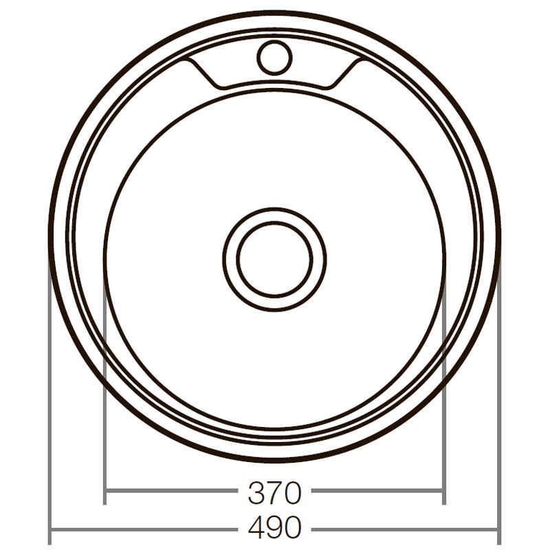 Кухонная мойка Zerix Z490-08-180D из нержавейки (ZX1585) круглая, врезная, 0,8 мм, Decor
