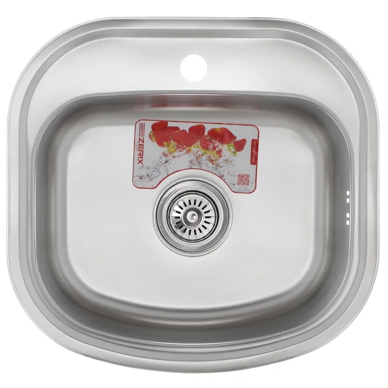 Кухонная мойка Zerix Z4947-08-180E из нержавейки (ZM0559) прямоугольная, врезная, 0,8 мм, Satin