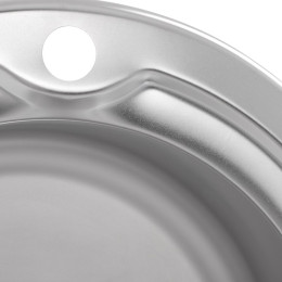 Кухонная мойка Zerix Z510-08-180E из нержавейки (ZX1586) круглая, врезная, 0,8 мм, Satin