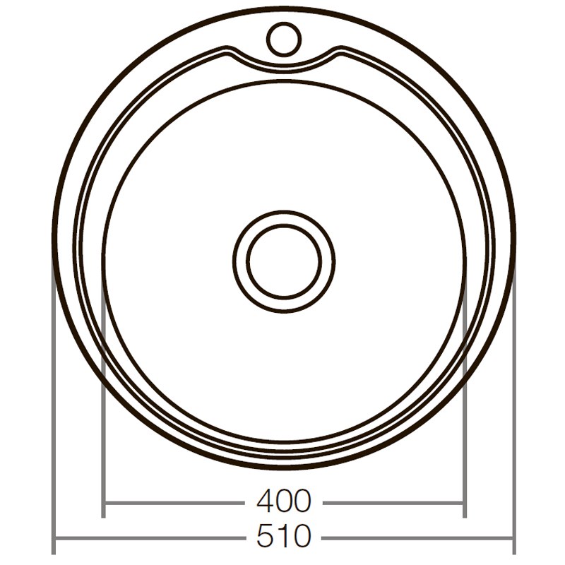 Кухонная мойка Zerix Z510-08-180E из нержавейки (ZX1586) круглая, врезная, 0,8 мм, Satin