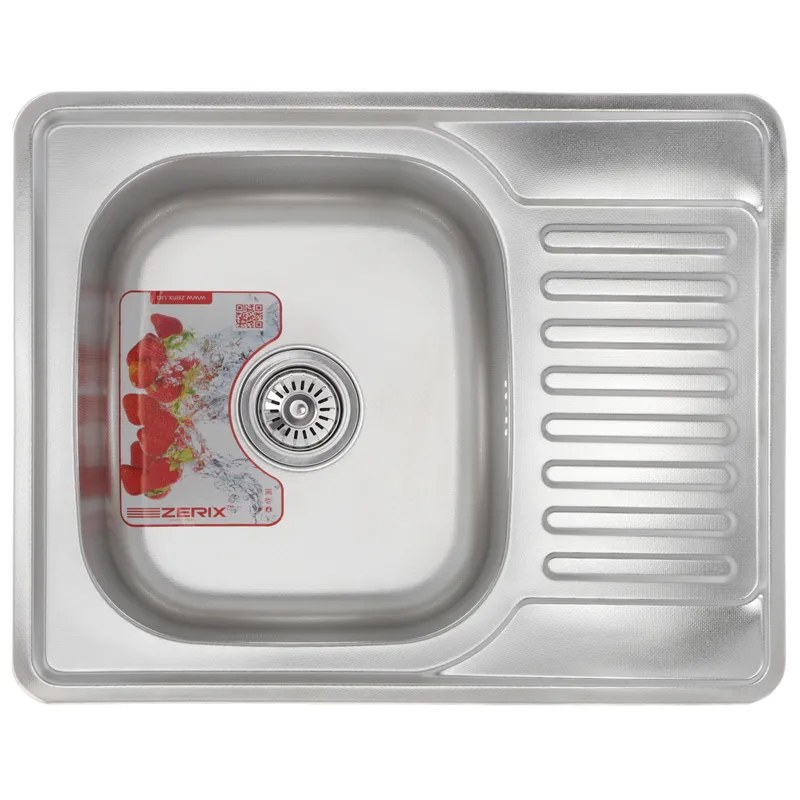 Кухонная мойка Zerix Z6350-08-180D из нержавейки (ZM0564) прямоугольная, врезная, 0,8 мм, Decor