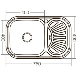 Кухонная мойка Zerix Z7549-08-180E из нержавейки (ZX1606) прямоугольная, врезная, 0,8 мм, Satin