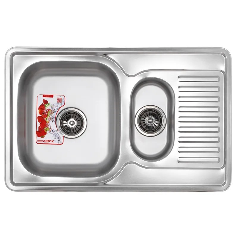Кухонная мойка Zerix Z7850A-08-180MD из нержавейки Armonia (ZS0577) прямоугольная, врезная, 0,8 мм, micro Decor