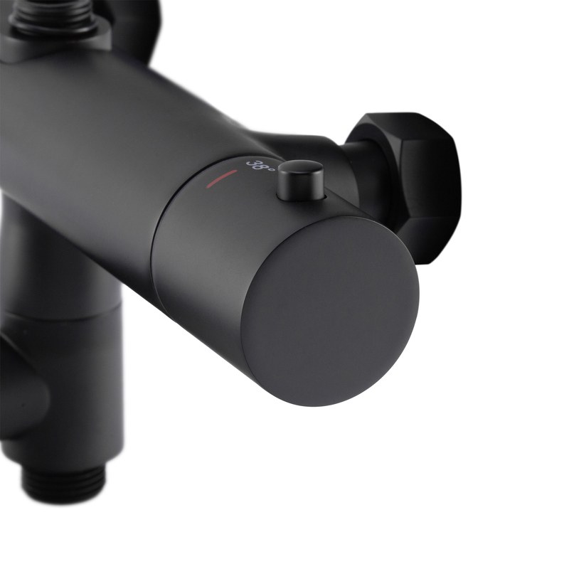 Душевая система Koer KB-57029-05 (KR5491) с термостатом, тропическим душем, 3 режима, черная