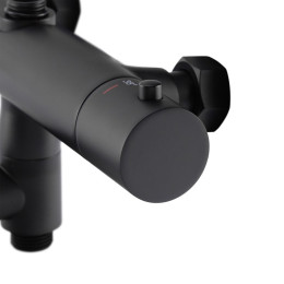 Душевая система Koer KB-57029-05 (KR5491) с термостатом, тропическим душем, 3 режима, черная