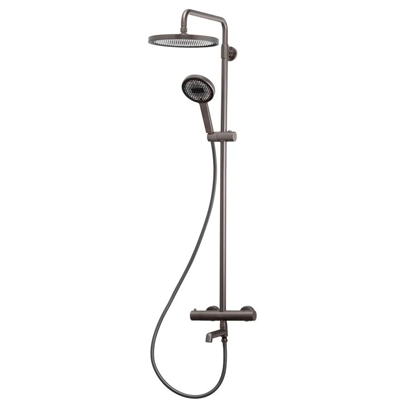 Душевая система Koer KB-57029-07 (KR5498) с термостатом, тропическим душем, 3 режима, графит