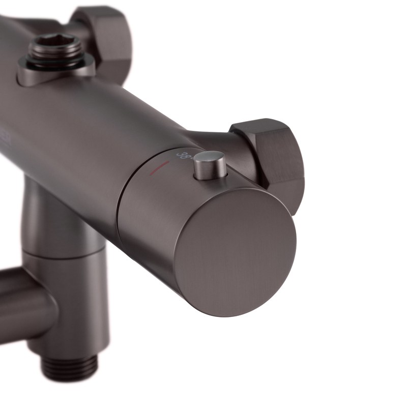 Душевая система Koer KB-57029-07 (KR5498) с термостатом, тропическим душем, 3 режима, графит